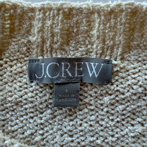 NWOT J.Crew Women's Marina Sweater in Textured Cotton Blend in Warm Sesame Sz L - Picture 8 of 13